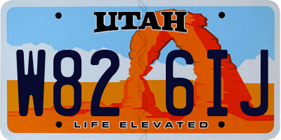 UT license plate W826IJ