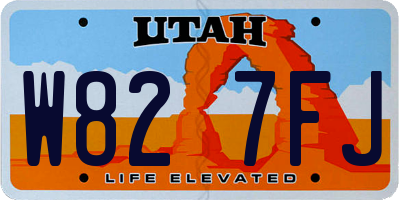 UT license plate W827FJ