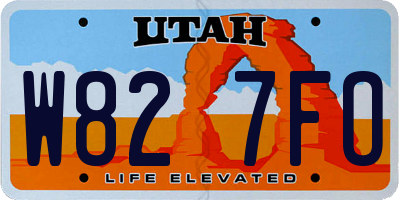 UT license plate W827FO