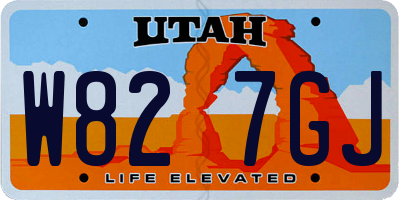 UT license plate W827GJ