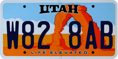 UT license plate W828AB