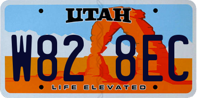 UT license plate W828EC