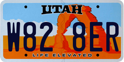 UT license plate W828ER