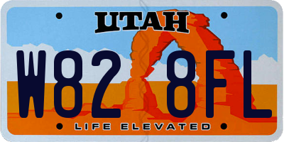 UT license plate W828FL