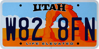 UT license plate W828FN