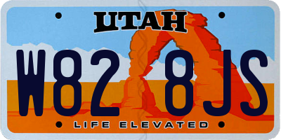UT license plate W828JS