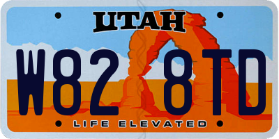 UT license plate W828TD