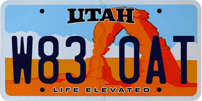 UT license plate W830AT
