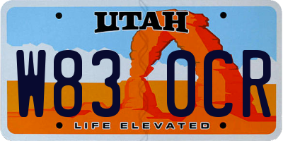 UT license plate W830CR