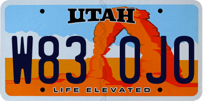 UT license plate W830JO
