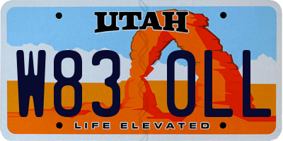 UT license plate W830LL