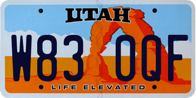 UT license plate W830QF