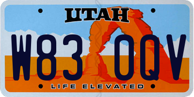 UT license plate W830QV