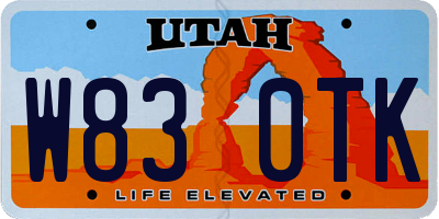 UT license plate W830TK