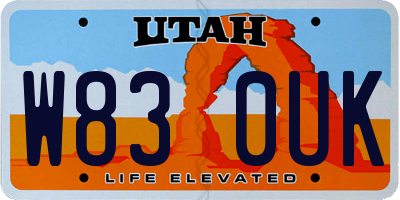 UT license plate W830UK