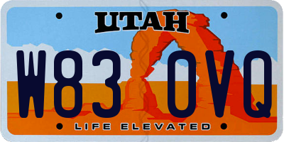 UT license plate W830VQ