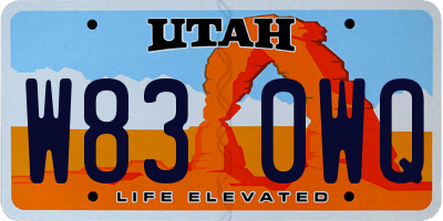 UT license plate W830WQ