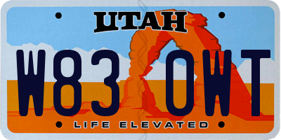 UT license plate W830WT