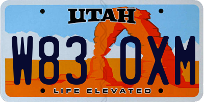 UT license plate W830XM