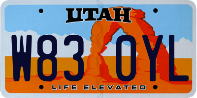 UT license plate W830YL