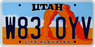 UT license plate W830YV