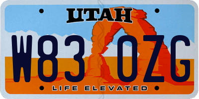 UT license plate W830ZG