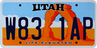 UT license plate W831AP