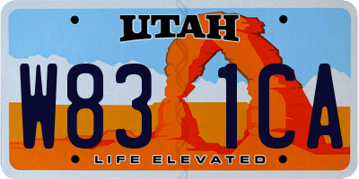 UT license plate W831CA