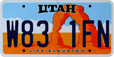 UT license plate W831FN