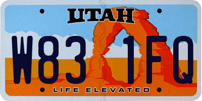 UT license plate W831FQ