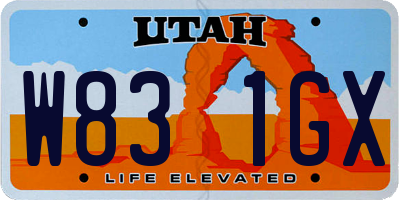 UT license plate W831GX