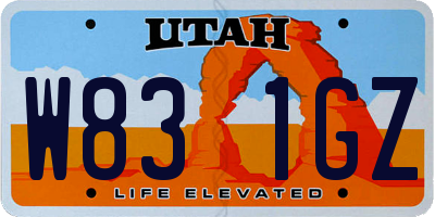 UT license plate W831GZ