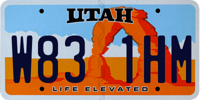 UT license plate W831HM