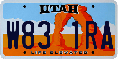 UT license plate W831RA