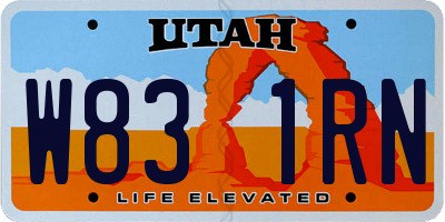 UT license plate W831RN