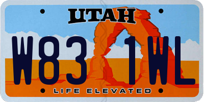 UT license plate W831WL