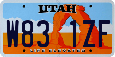 UT license plate W831ZF