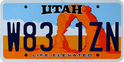UT license plate W831ZN