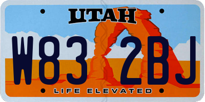 UT license plate W832BJ