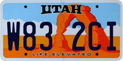 UT license plate W832CI