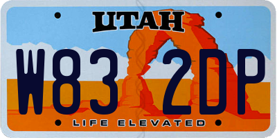 UT license plate W832DP