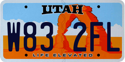 UT license plate W832FL