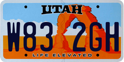 UT license plate W832GH