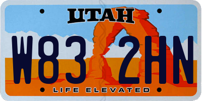 UT license plate W832HN