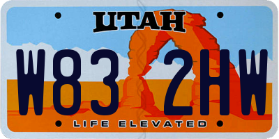 UT license plate W832HW