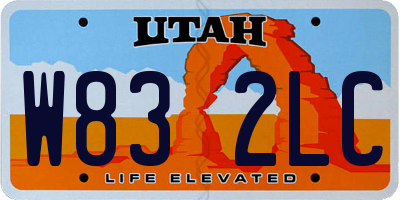 UT license plate W832LC