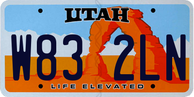 UT license plate W832LN