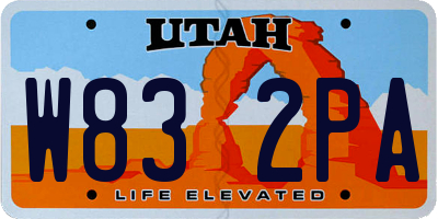UT license plate W832PA