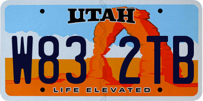 UT license plate W832TB