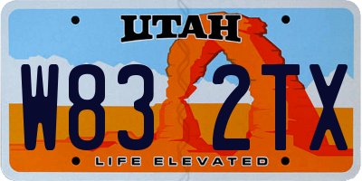 UT license plate W832TX